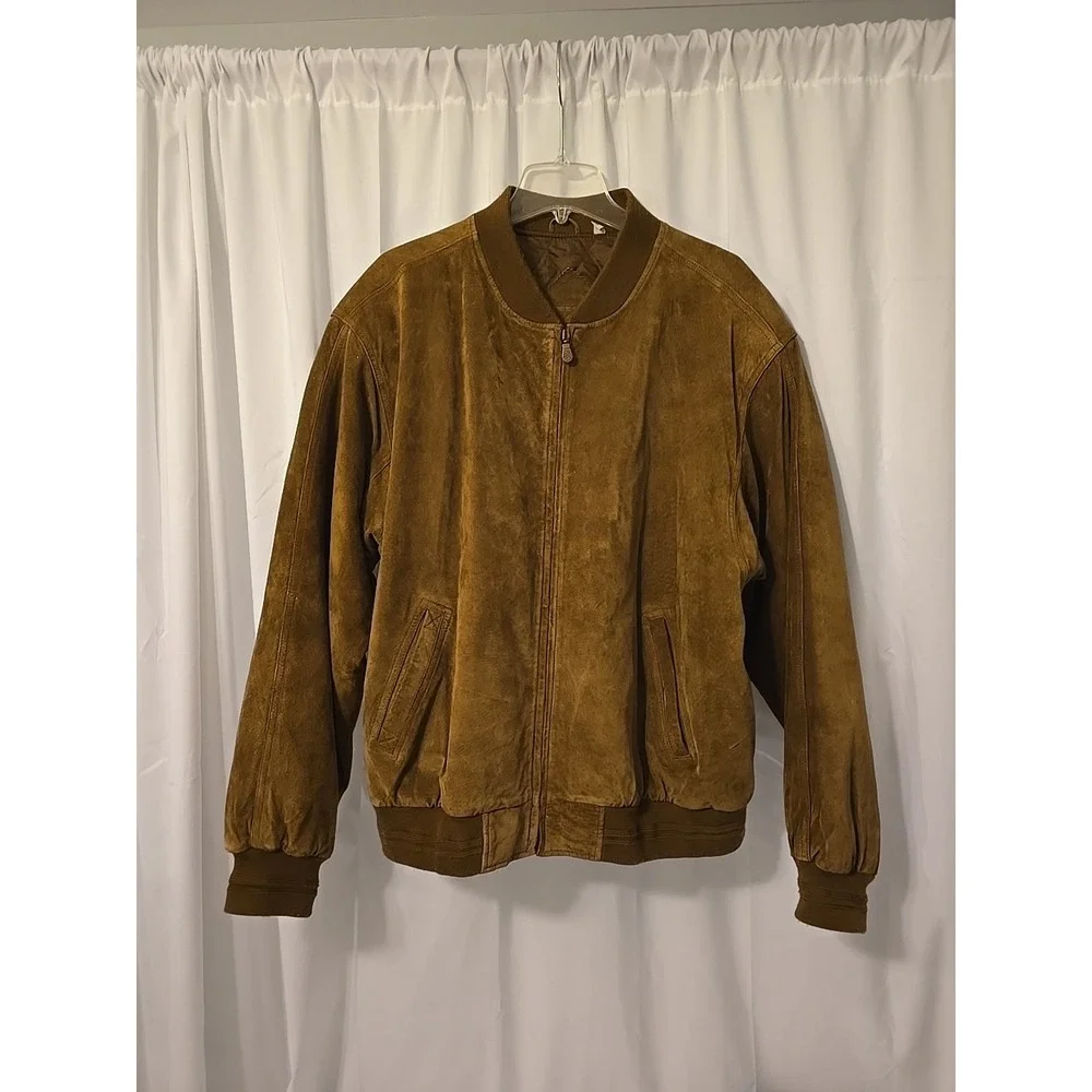 VTG 1990s Roundtree & Yorke Men's Brown Suede Leather Aviator Bomber Jacket  XL